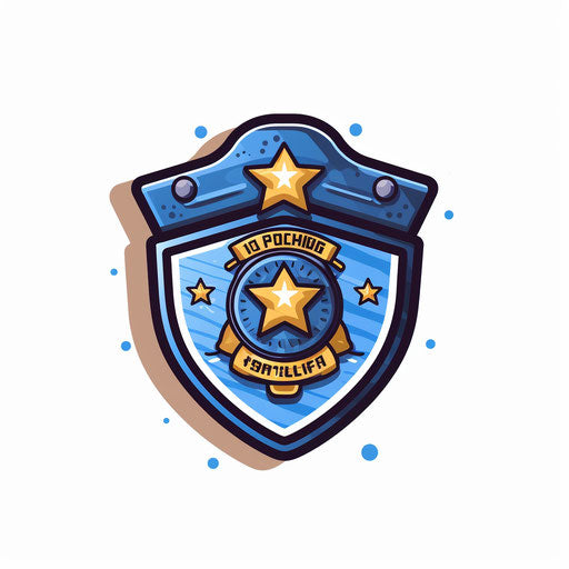 Minimalist police badge on white background