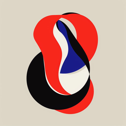 Graphic design logo with dynamic lines and bold typography, using red, white, and blue colors