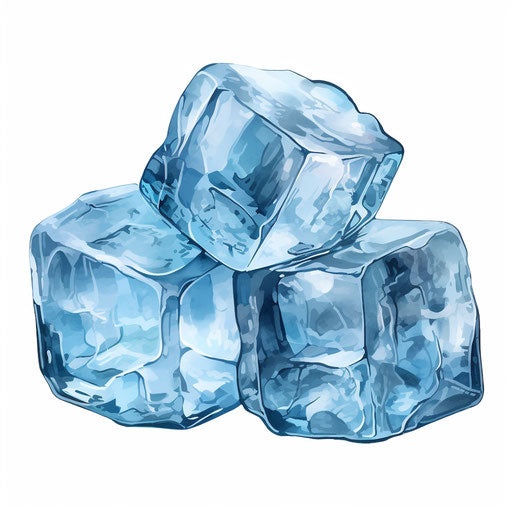 Ice illustration in the style of Chiaroscuro Art, on white background