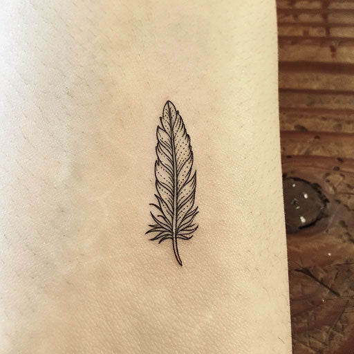 Feather minimalist tattoo sketch dreams floating on breeze