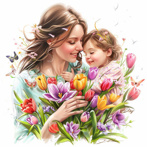Realistic Mother's Day clipart on white background