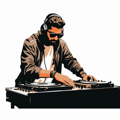Minimalist style DJ clipart, on a white background