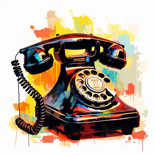 Telephone clipart in the style of Impressionistic Art on white background