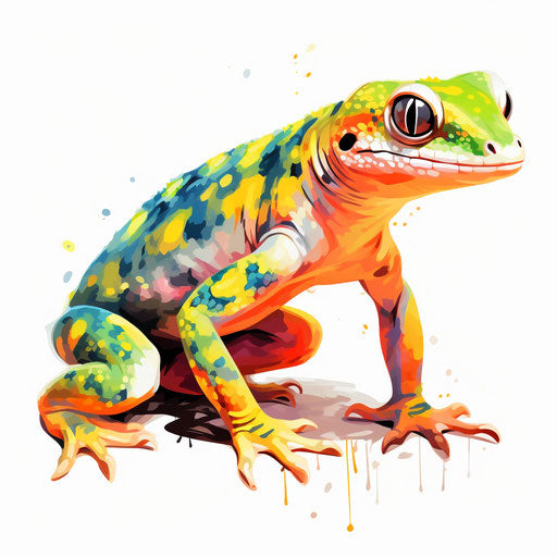 Gecko illustration in the style of Oil painting, on white background