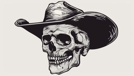 Skull in stetson and cowboy hat vector illustration
