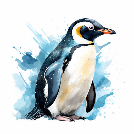 Penguin clipart in the style of Chiaroscuro Art