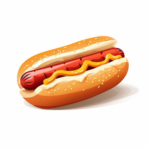 Minimalist style hot dog illustration, on white background