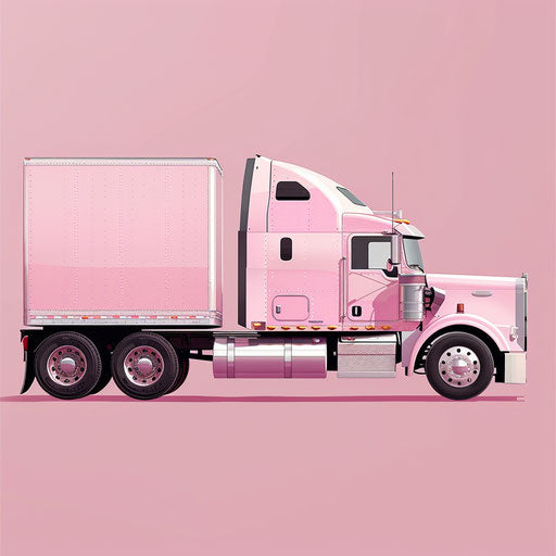 Realistic truck on dusky rose background
