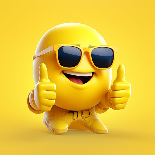 Smiling yellow emoticon with thumbs up