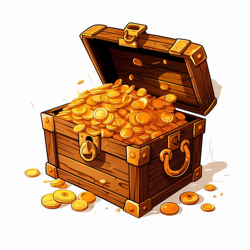 Minimalist style treasure box clipart on white background