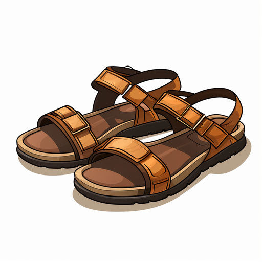 Sandals clipart in the style of Chiaroscuro Art, on a white background