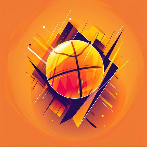 Modern basketball logo with geometric shapes and bright orange background