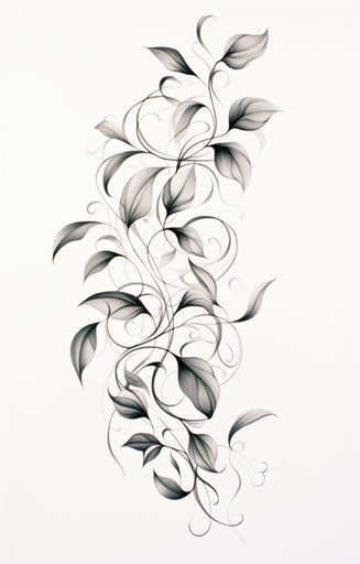 Leaves in vines style, tex avery, tattoo, stencils