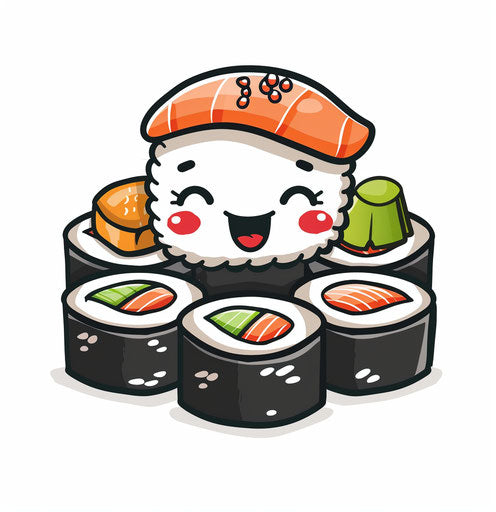Vector illustration of cute cartoon sushi in clipart style