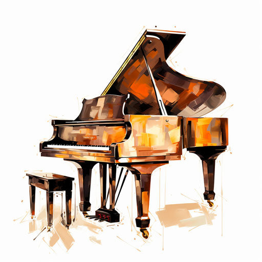 Piano clipart in the style of Oil painting, on a white background