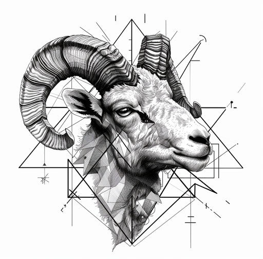 A ram in geometric shapes