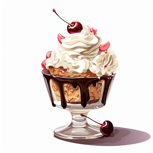 Ice cream on ice cream in Chiaroscuro style, on white background