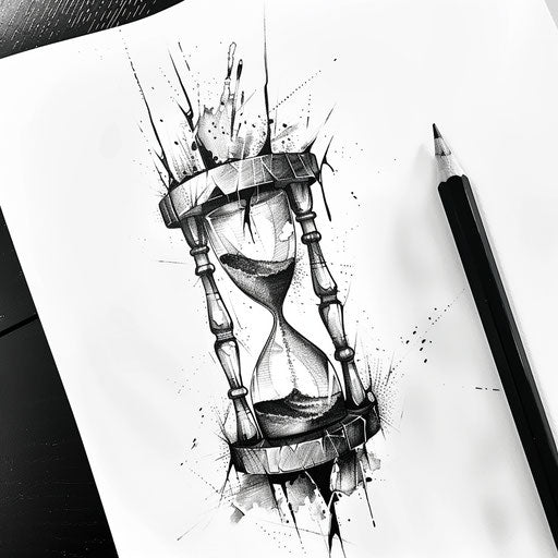 Monochromatic tattoo sketch representing mortality