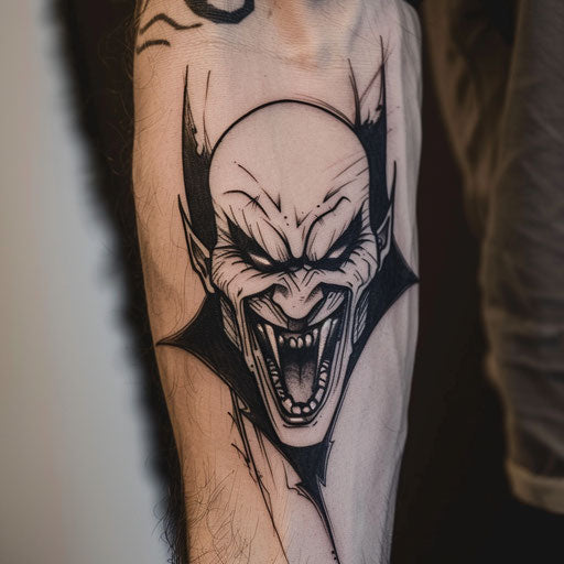 Bold sketch of vampire's face with high contrast