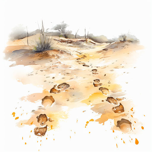 Footsteps clipart in the style of Oil painting, on white background