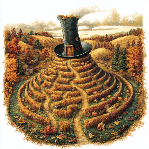 Thanksgiving maze in the shape of a pilgrim's hat