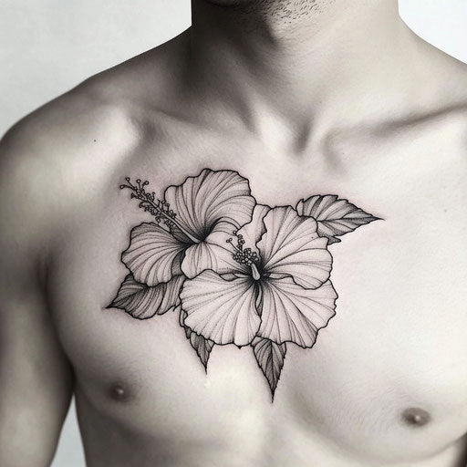 Hibiscus flower tattoo on a Pure White Background