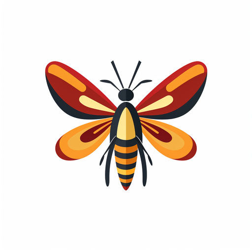 Illustration of fireflies in Minimalist style, on white background