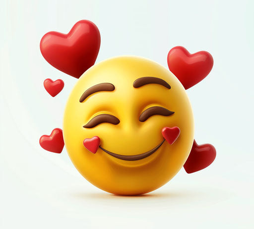 Yellow winking smiley face with three red hearts