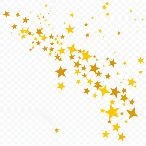 Yellow stars on transparent background, glorious style