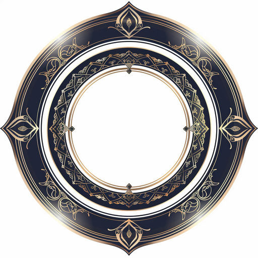 Central emblem in circular design with space for text