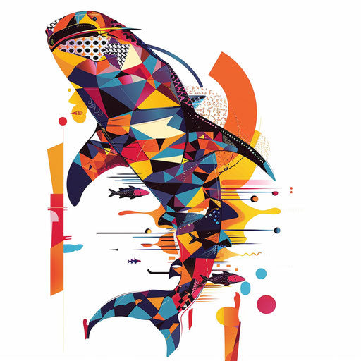 Stylized flat tattoo sketch of a whale shark