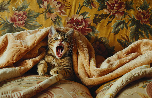 Hidden kitten on couch y2k energetic style