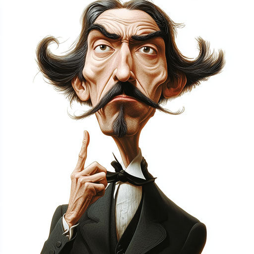 Humorous caricature of a Robert Louis Stevenson clipart with human characteristics