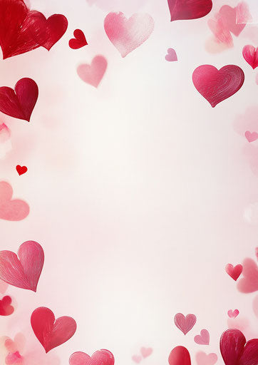 Red and pink hearts on white background for Valentine's Day