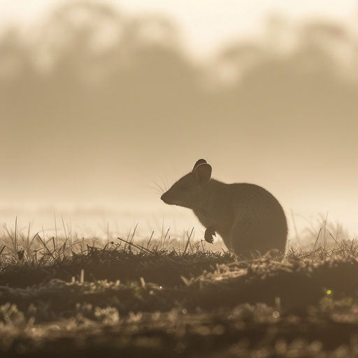 Solitary northern bandicoot in misty morning