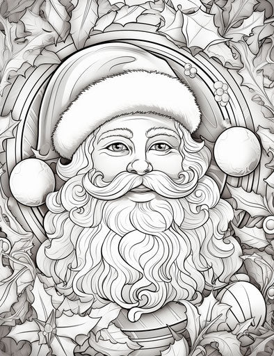 Santa Claus coloring page, captivating, joyful and optimistic