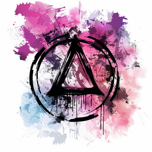 Anarchy symbol on watercolor background