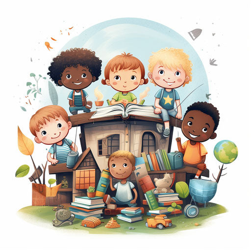 Kindergarten clipart in the style of Chiaroscuro Art