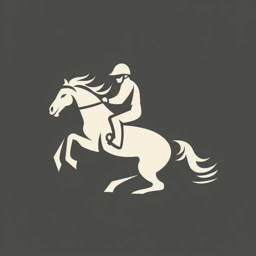 Classic horse logo with rider icon on dark grey background