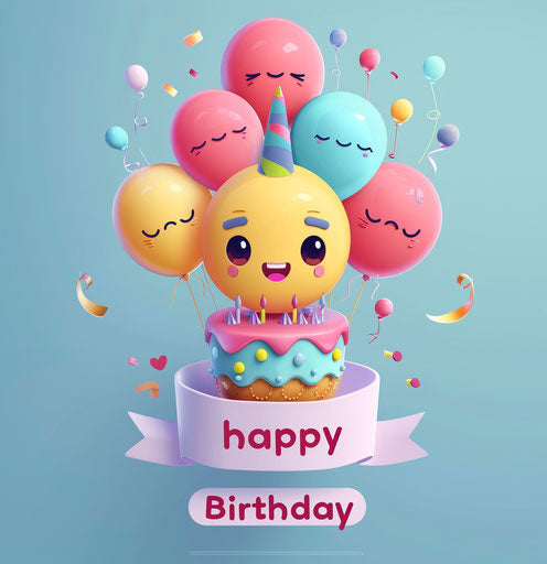 Happy birthday with balloons and cake 🎈🎂