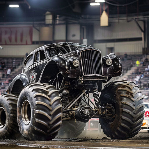 The 1954 Bentley R Type Continental turned monster truck, crushing cars in an arena