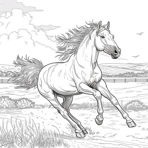 Horse galloping in an open field