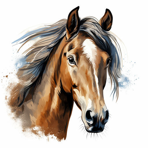 Horse Head Illustration in the Chiaroscuro Art Style