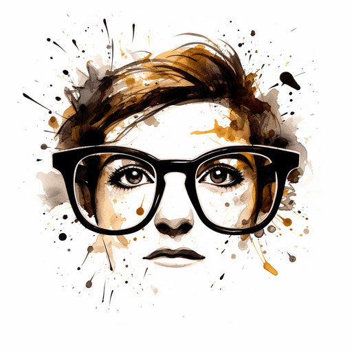 Eyeglasses silhouettes in the style of Chiaroscuro Art, on a white background