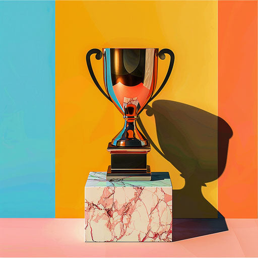 Realistic trophy illustration with random flat background