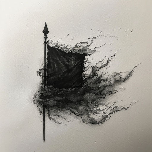 Black flag transforming into mysterious mist