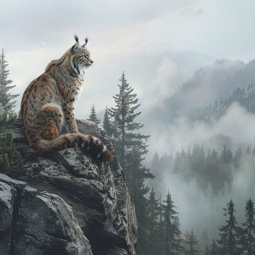 Overlooking the misty mountain landscape