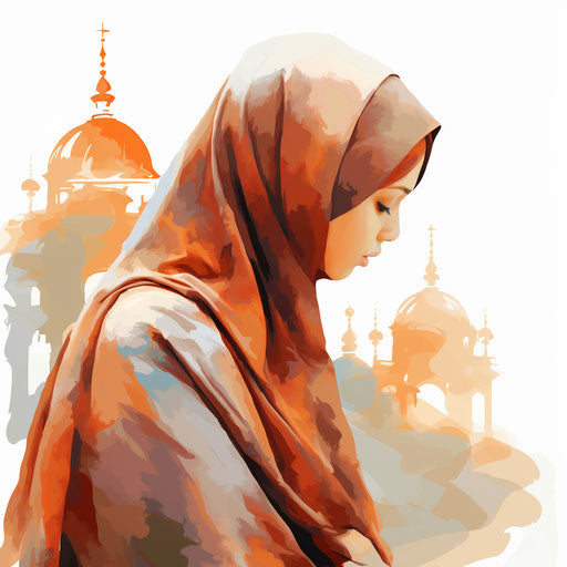 Muslim clipart in the style of Impressionistic Art, on a white background