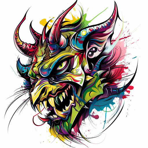 Punk rock devil tattoo on white background for rebellious vibe