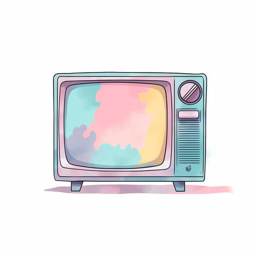 TV Clip in the style of Pastel Colors Art, on white background